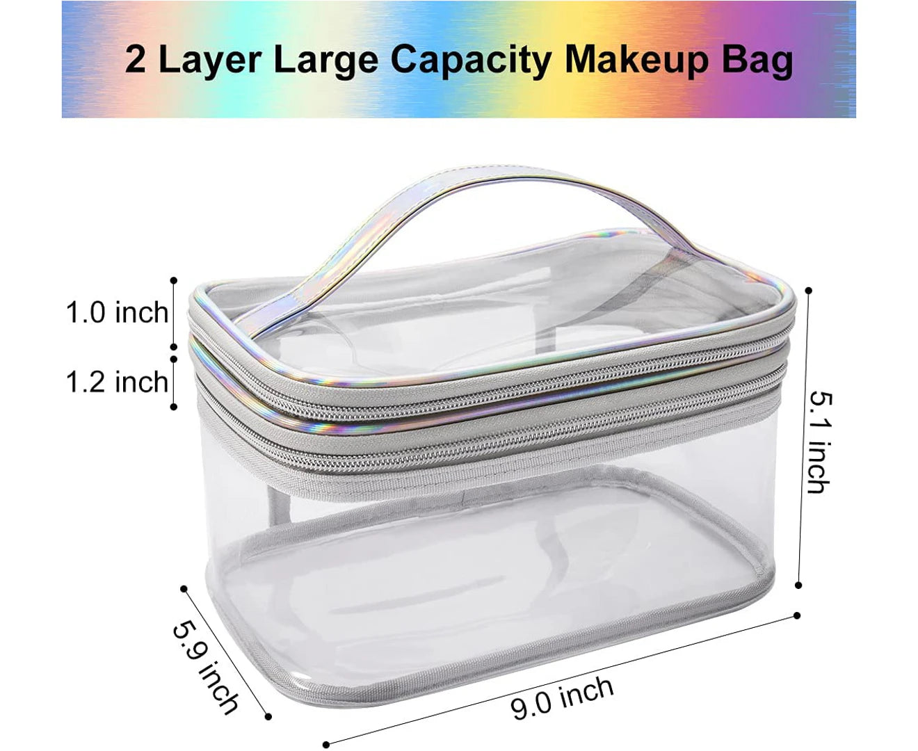 Clear Toiletry Makeup Bag,2 Layer Clear Makeup Pouch for Travel