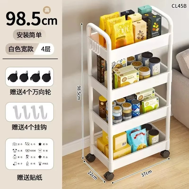 Multi-Layer Mobile Storage Cart for Kitchen, Bedroom, and Bathroom