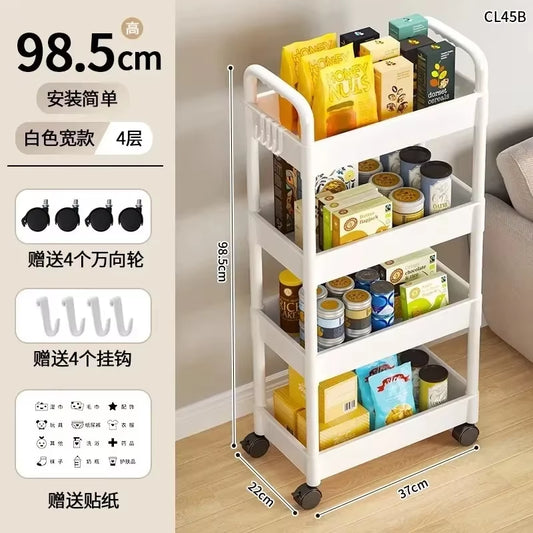 Multi-Layer Mobile Storage Cart for Kitchen, Bedroom, and Bathroom