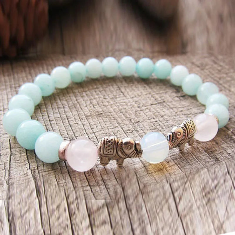 Elephant Bracelet Mala Bracelet Bead Bracelet Stone Jewelry Buddhism Bracelet Yoga Bracelet Fertility Bracelet