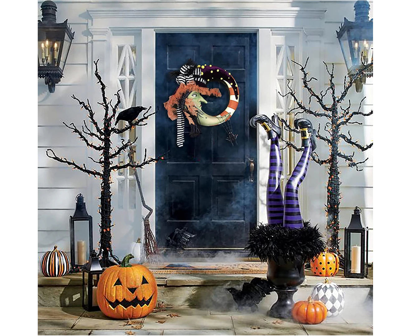 Halloween Spooky Wreath Halloween Horror Decoration Front Door Halloween Wreath Halloween Friendly Ghost Wreath Suitable as Door Decoration