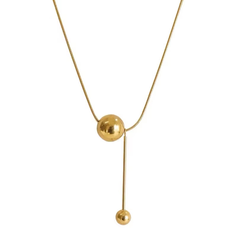 Chic Gold Ball Pendant Stainless Steel Short Necklace - Non-Fading Sexy Jewelry for Women