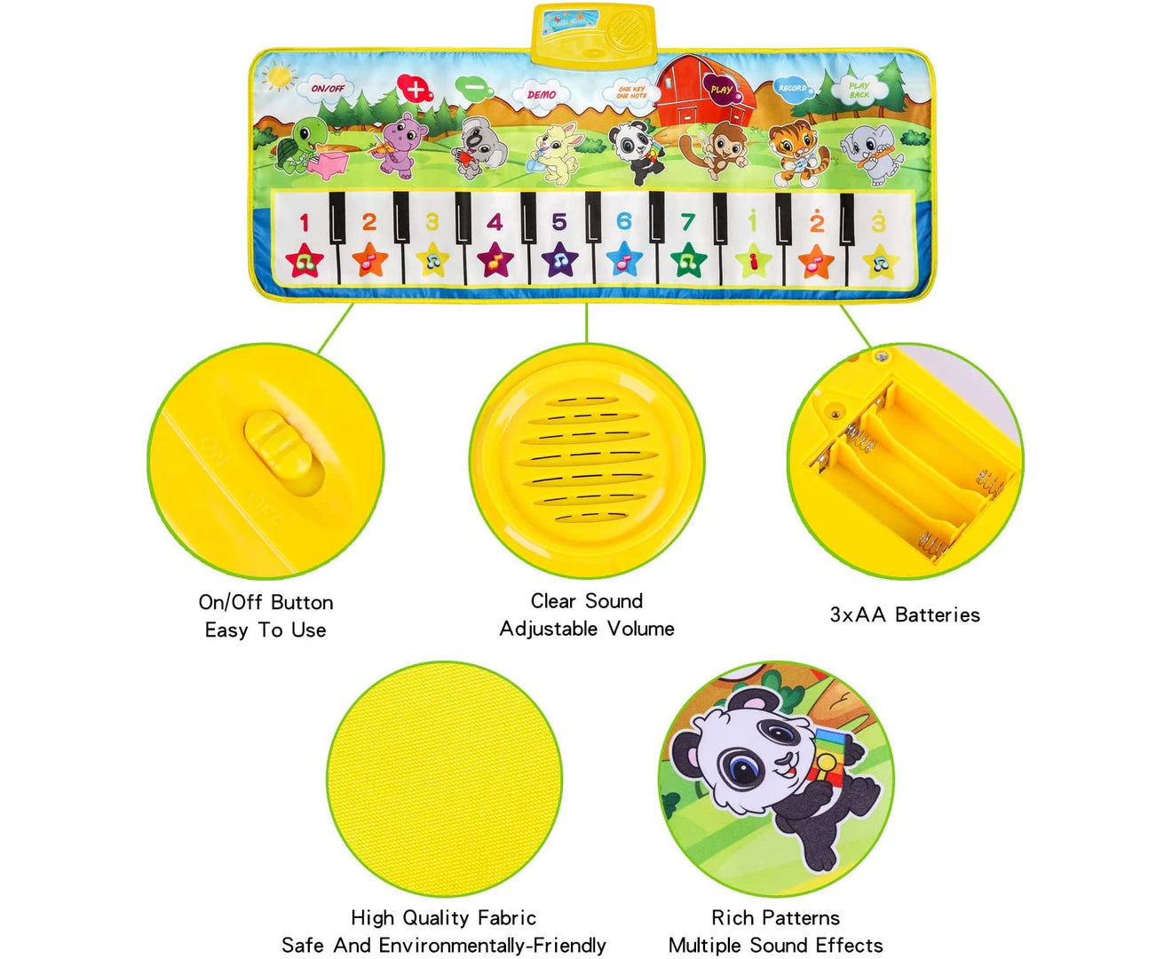 "Large Kids Piano Dancing Mat - 39.5" X 14" Interactive Musical Keyboard Play Mat for 3-6 Year Olds - Fun Toys for Boys & Girls!"