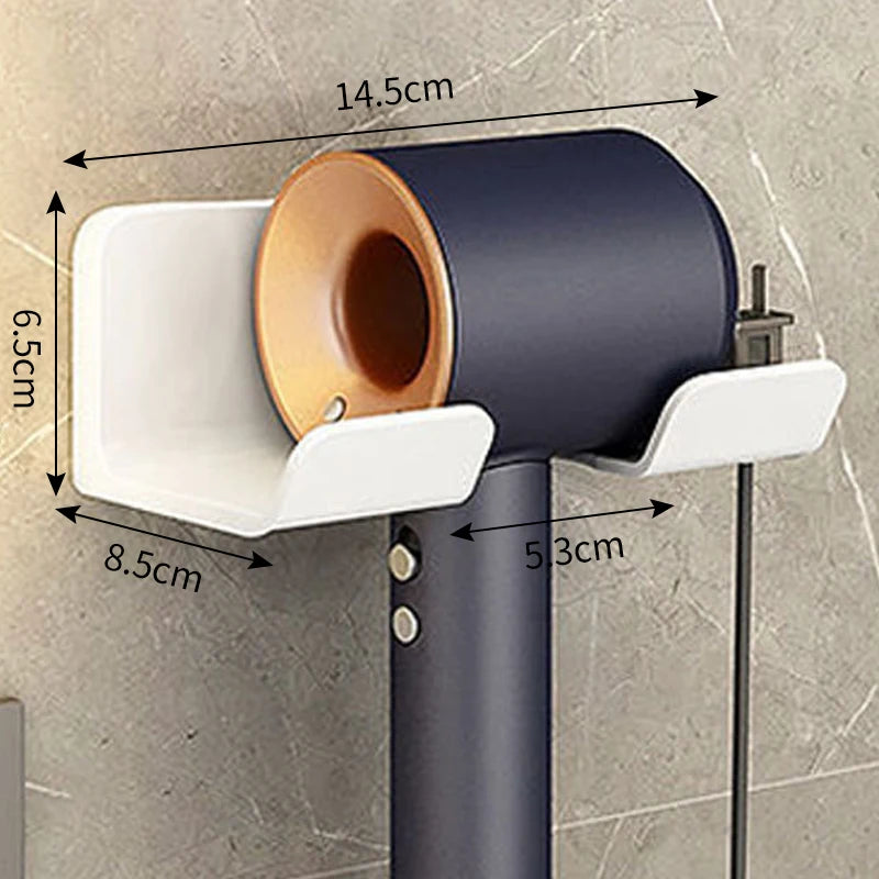 Wall-Mounted Hair Dryer Storage Rack - Multi-Functional Non-Perforated Bathroom Organizer