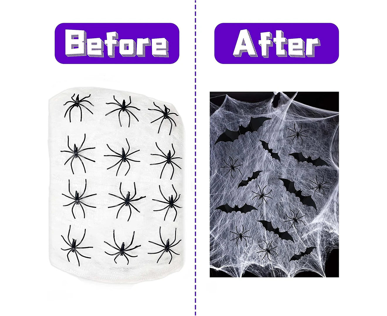 Halloween Decorations Halloween Spider Web Decorations Halloween Cobweb Decorations with Fake Spiders 3D Decorative Bats Halloween Decorations Outdoor