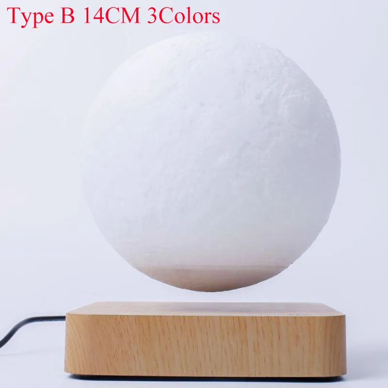 "ZK30 Floating 3D LED Levitating Moon Lamp with Magnetic Base - 3 Enchanting Colors!"