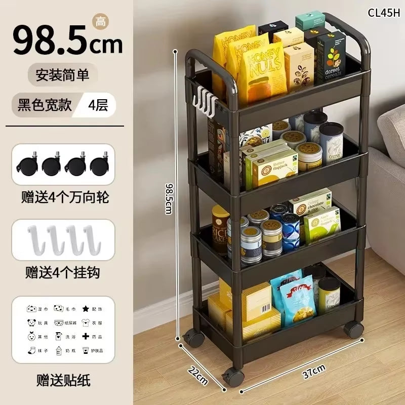 Multi-Layer Mobile Storage Cart for Kitchen, Bedroom, and Bathroom