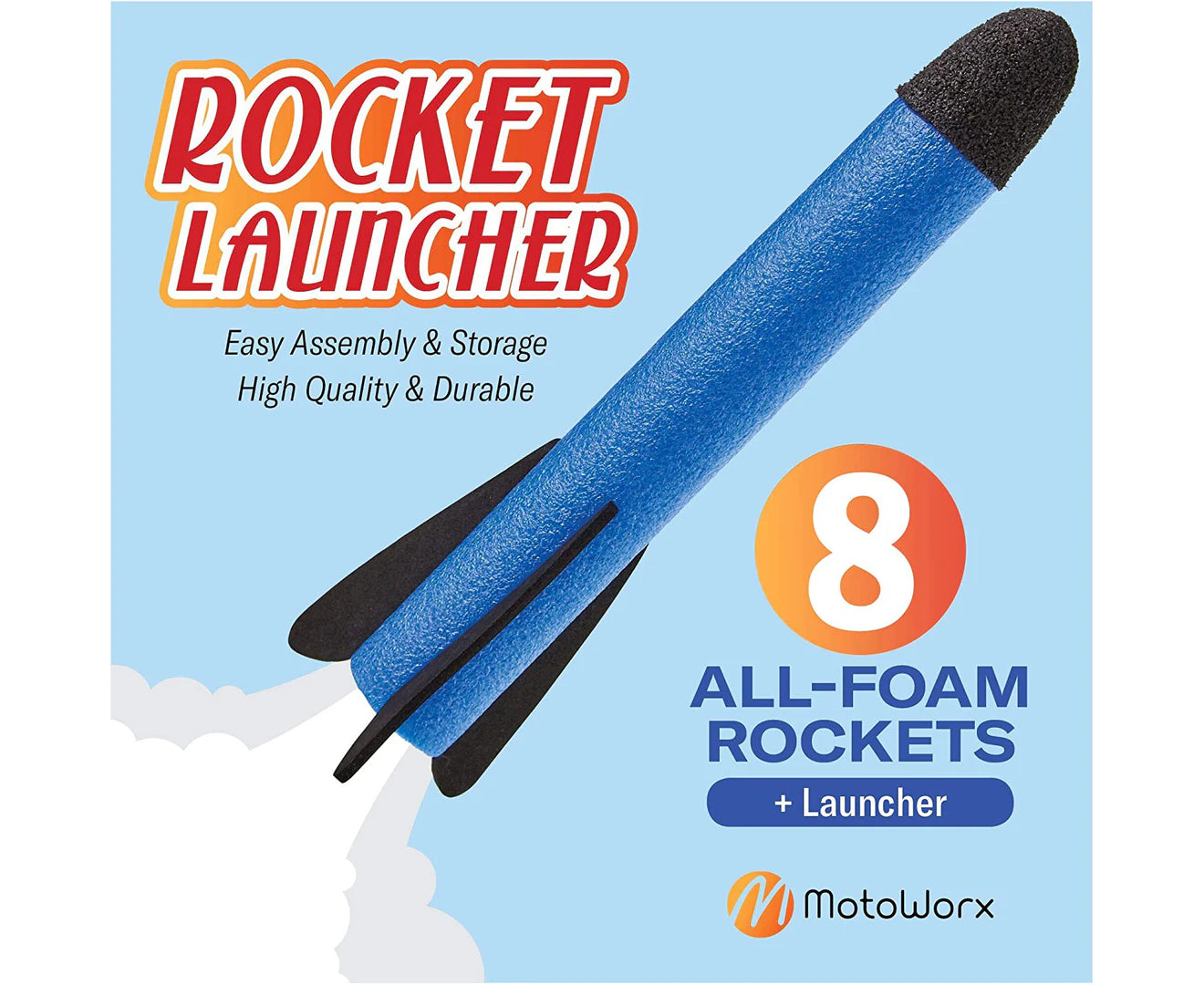 "High-Flying Fun: Kids' Toy Rocket Launcher – Launches Up to 100 Feet with 8 Colorful Foam Rockets!"