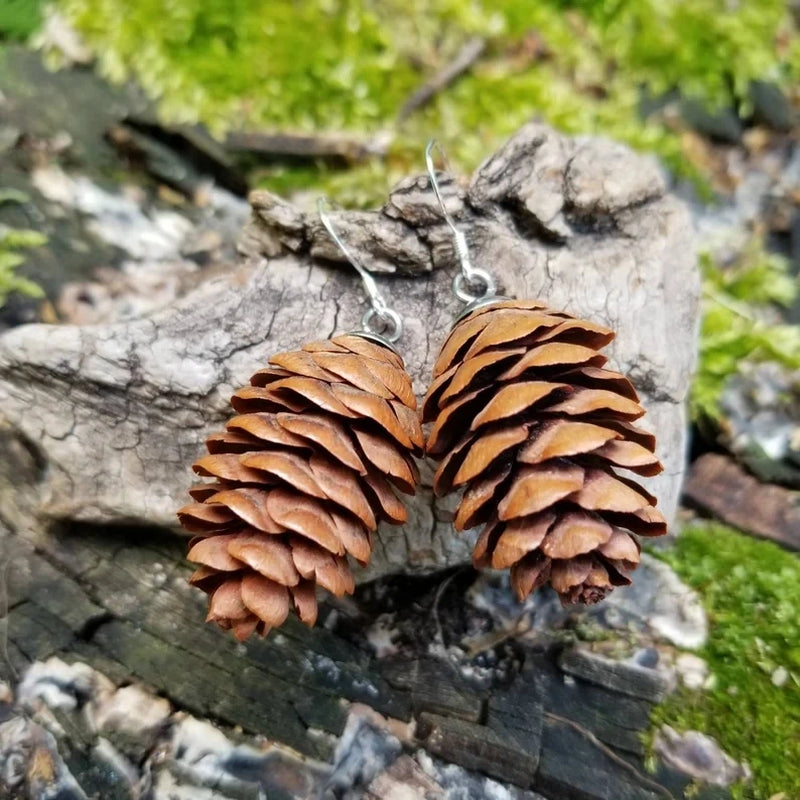 White Spruce Cone Earrings Real Pine Cone Earrings Forest Foraged Jewelry Real Botanical Earrings Nature Jewelry Foraged Art