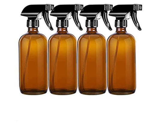 4Pcs-Brown 500Ml+Spray-Glass Spray Bottlespray Bottle Watering Can Adjustable 500Ml 4 Pieces Spray Head Reusable Plant Flower