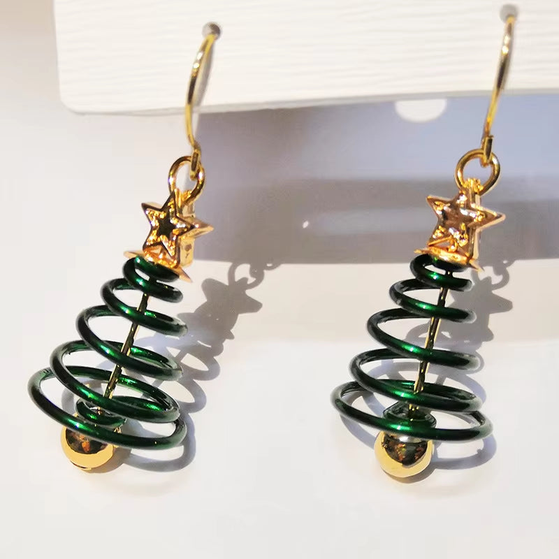 Elegant Crystal Christmas Earrings for Women featuring Santa Claus, Christmas Hat, Tree, and Elk Designs - Perfect Holiday Jewelry Gift for Girls 2019