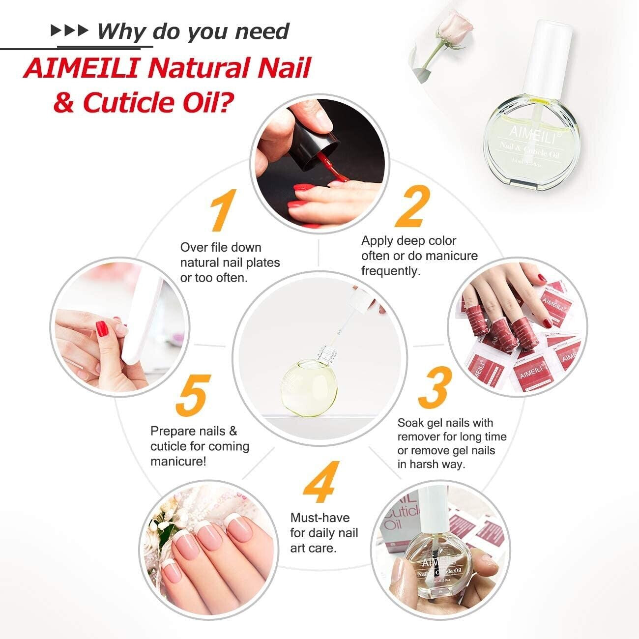 Revitalize Your Nails with AIMEILI Natural Cuticle Oil - 15ml Deep Moisturizer for Healthy Skin & Nails!