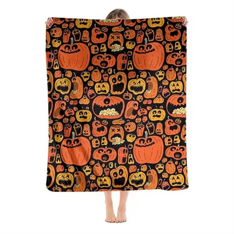 Retro Halloween Ghost Witch Halloween Decorations Blankets, Throw Blanket for Couch Soft Halloween Party Blankets