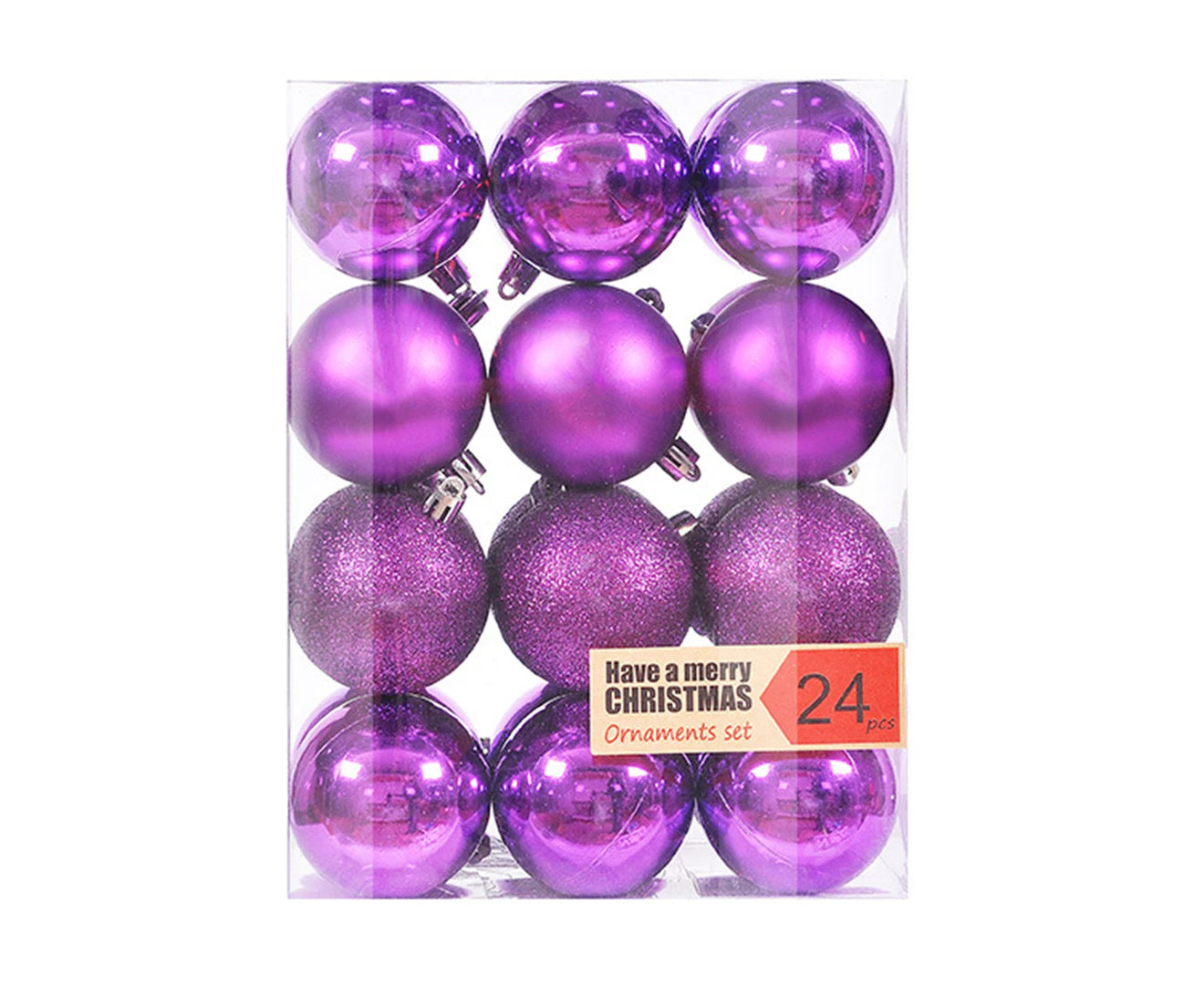 24Pcs Christmas Ball Shiny Christmas Balls Pendants Xmas Hanging Tree Pendants for Party Home Decor-Purple-4Cm