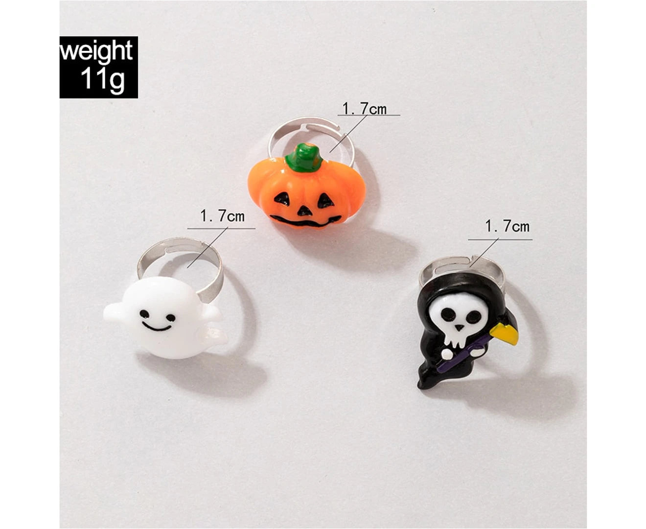 Tocona Funny Pumpkin Ghost Joint Ring Sets for Women Girls Lovely Cat Skeleton Geometry Alloy Metal Halloween Jewelry Anillo