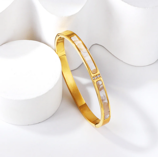 Shell Set Bangle-Stainless steel +18K Gold / 18K Rose gold plated