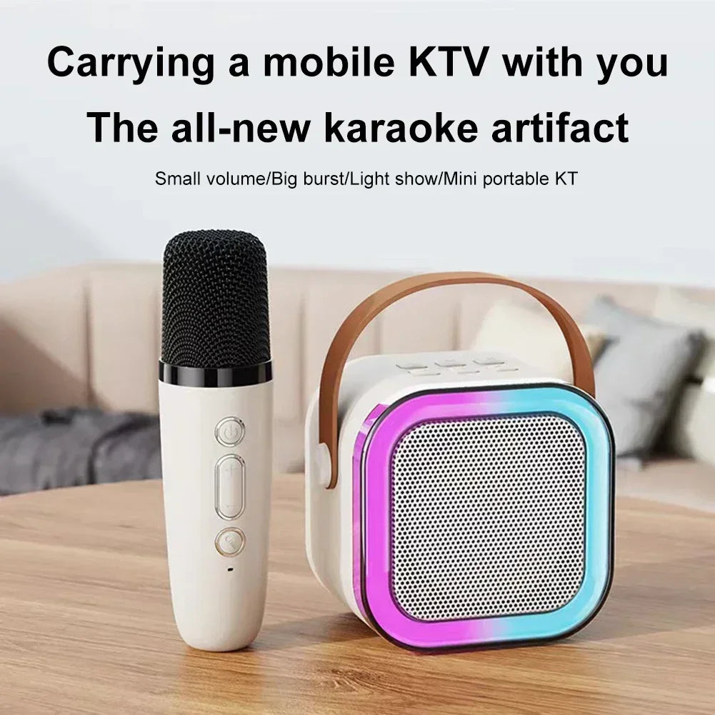 K12 Bluetooth Karaoke Machine Portable 5.3 PA Speaker System with 1-2 Wireless Microphones Home Family Singing Children's Gifts