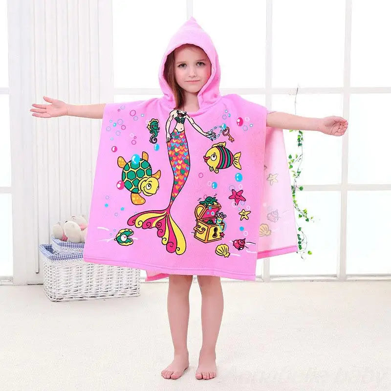 Cartoon Baby Bath Towel Microfiber Cotton Hooded Beach Towel Newborn Cape Towels Soft Poncho Kids Bathing Stuff Infant Washcloth