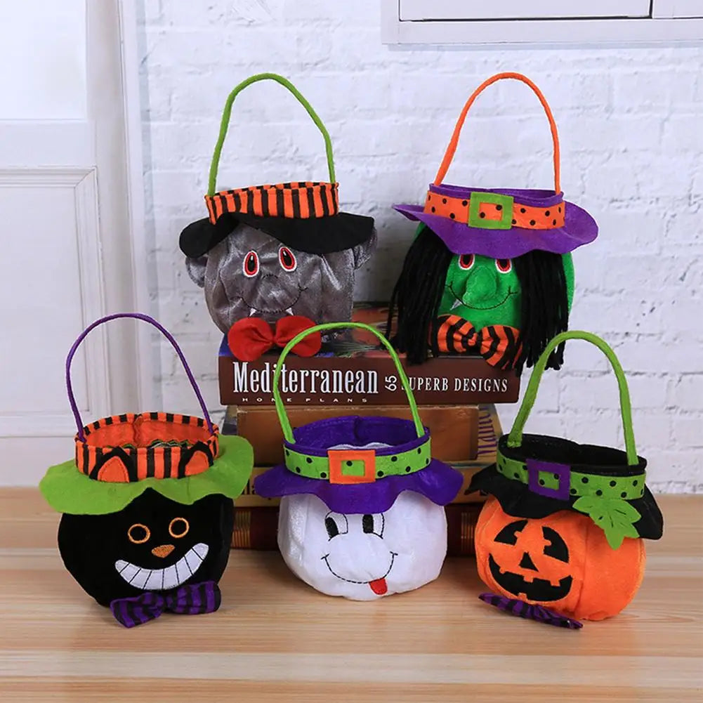 New Halloween Loot Party Kids Pumpkin Trick or Treat Tote Bags Candy Bag Halloween Candy Storage Bucket Portable Gift Basket