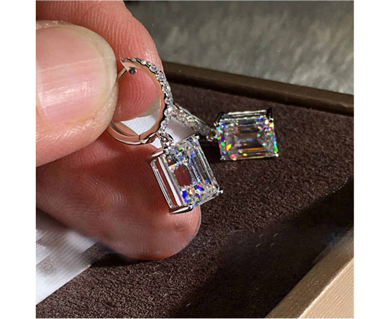 1 Pair Earrings Fine Workmanship Decoration Alloy Women Square Shape Earrings for Daily Life - Silver