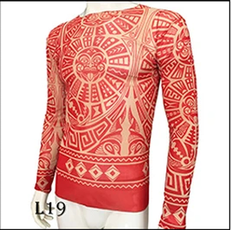 Fashion Men'S Fake Tattoo T-Shirts Long Sleeve Elastic Modal Thin All over Print O-Neck Tattoo Shirts Women Halloween Clothing