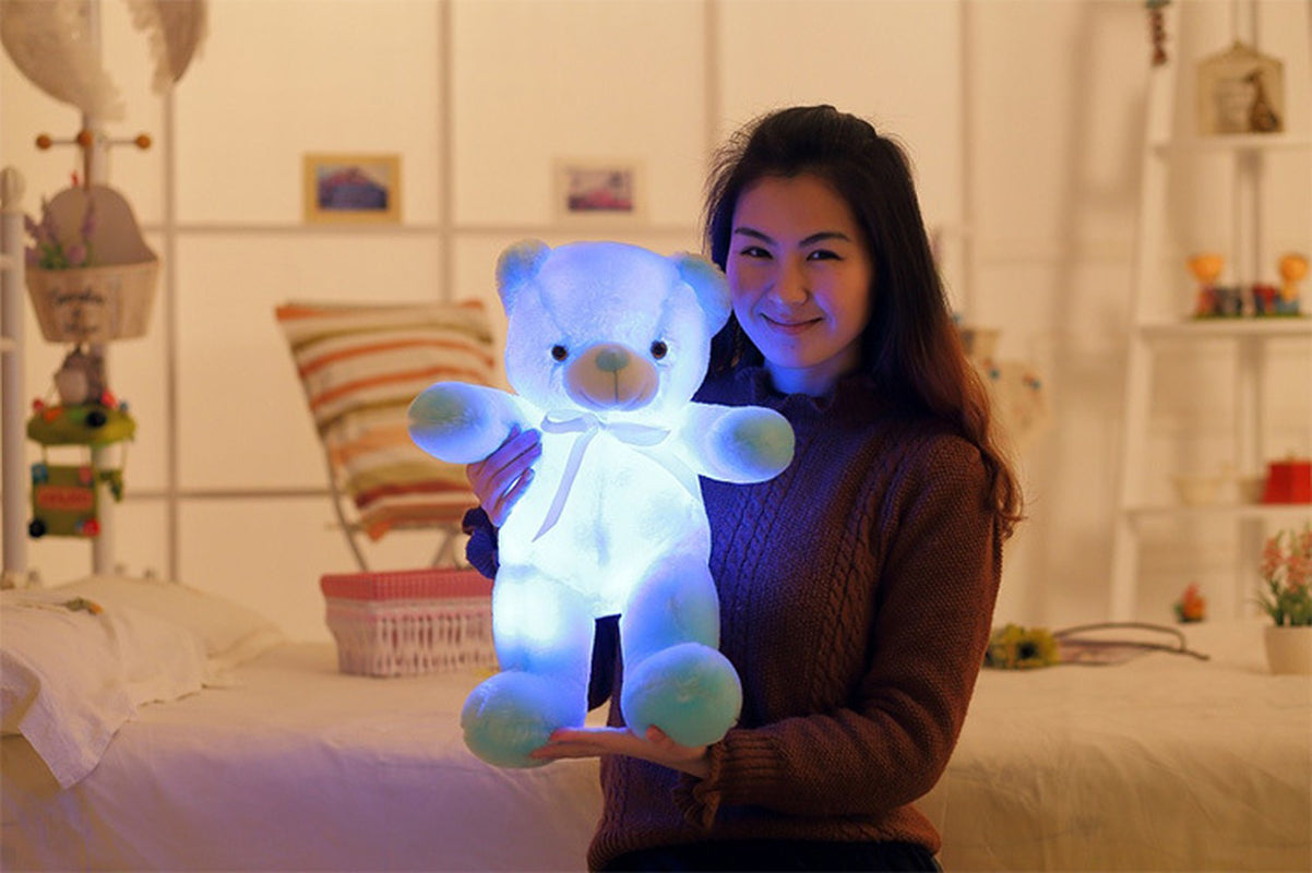 Creative Light up LED Teddy Bear Stuffed Animals Plush Toy Colorful Glowing Christmas Gift for Kids Pillow