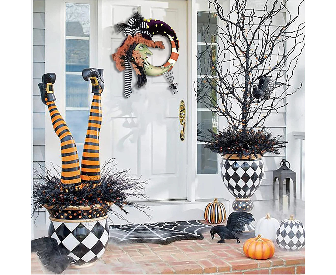 Halloween Spooky Wreath Halloween Horror Decoration Front Door Halloween Wreath Halloween Friendly Ghost Wreath Suitable as Door Decoration