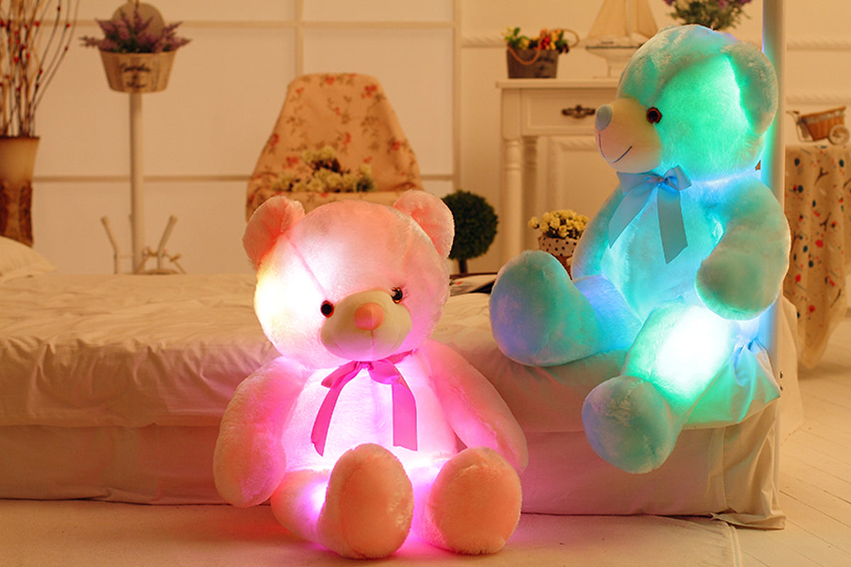 Creative Light up LED Teddy Bear Stuffed Animals Plush Toy Colorful Glowing Christmas Gift for Kids Pillow