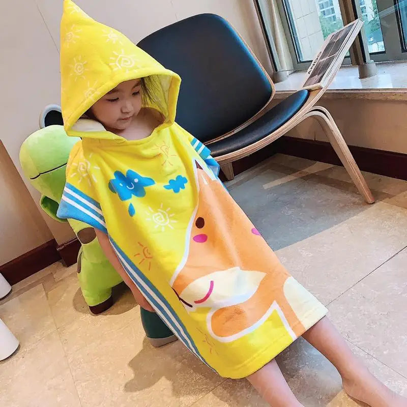 Cartoon Baby Bath Towel Microfiber Cotton Hooded Beach Towel Newborn Cape Towels Soft Poncho Kids Bathing Stuff Infant Washcloth