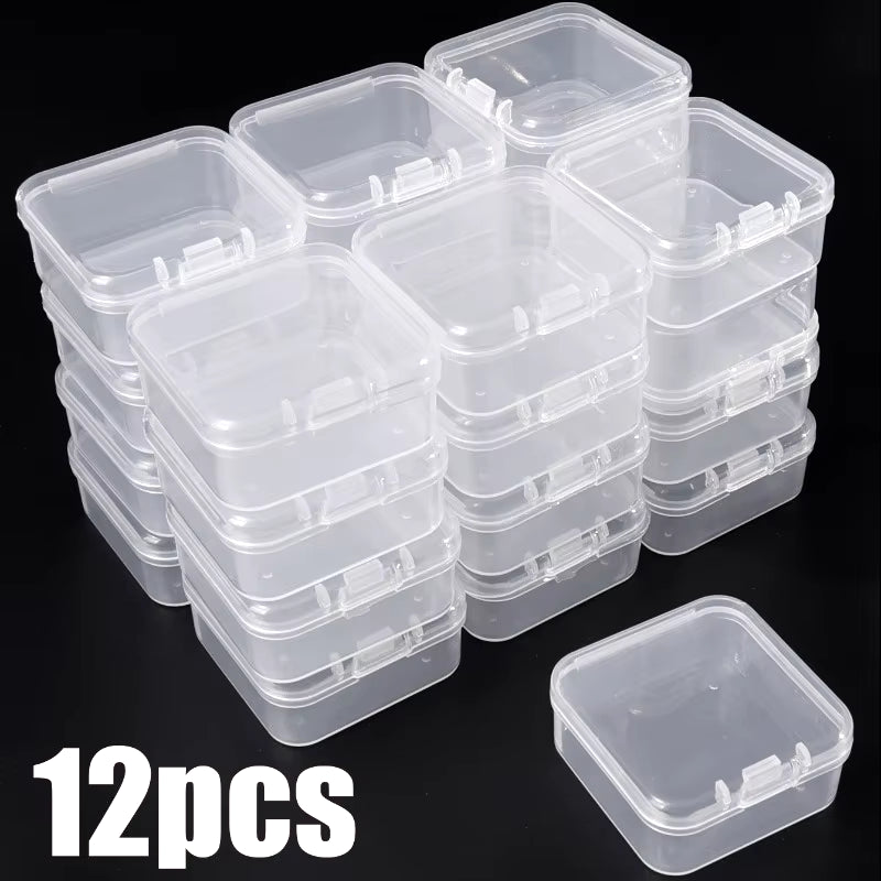 "12/6PCS Clear Mini Plastic Jewelry Storage Boxes – Portable Earring, Ring & Earplug Organizers!"