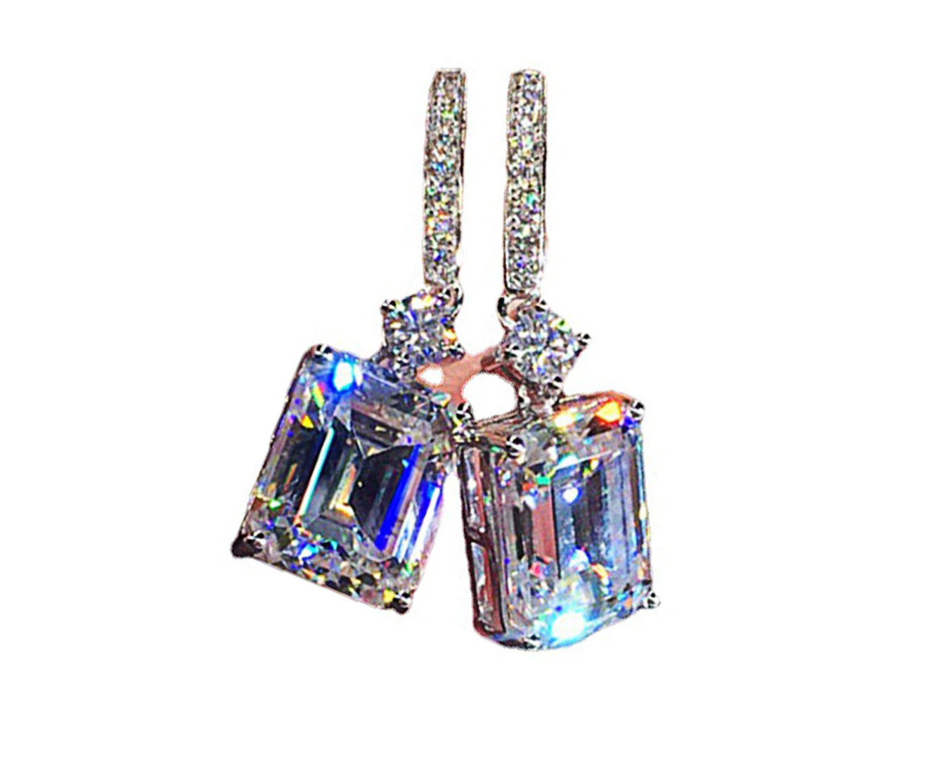 1 Pair Earrings Fine Workmanship Decoration Alloy Women Square Shape Earrings for Daily Life - Silver