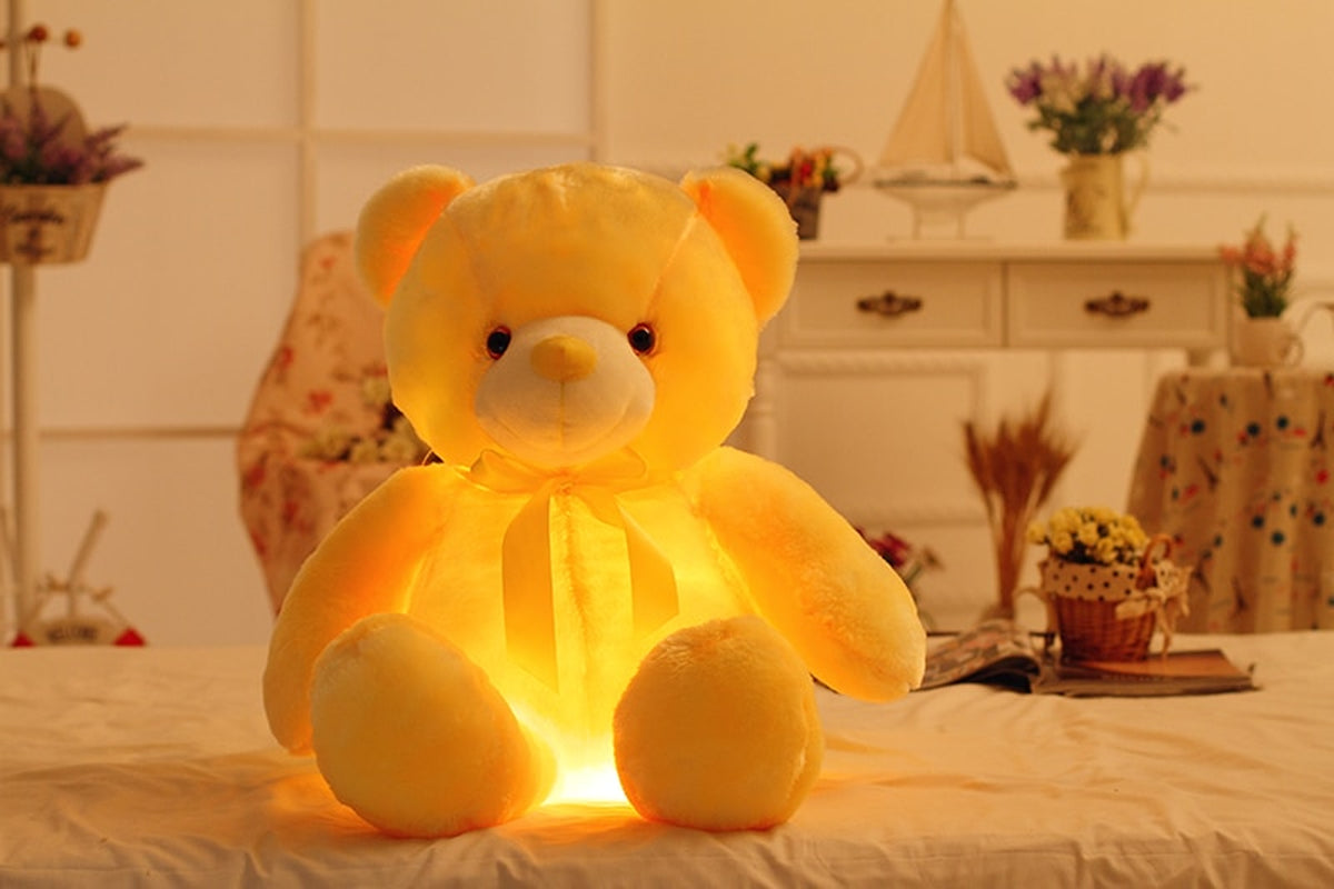 Creative Light up LED Teddy Bear Stuffed Animals Plush Toy Colorful Glowing Christmas Gift for Kids Pillow