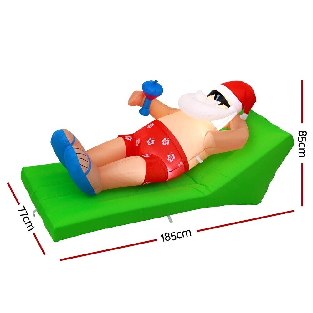 "Jingle Jollys 1.8M Inflatable LED Santa Bench - Festive Christmas Decoration for a Merry Holiday!"