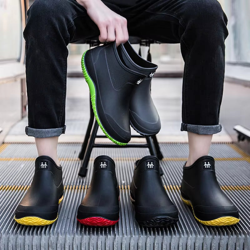 New Arrival Unisex Rubber Rain Boot Ankle Waterproof Non-Slip Chelsea Booties Easy on Fashion Couples Boots Boots Men Work Boots