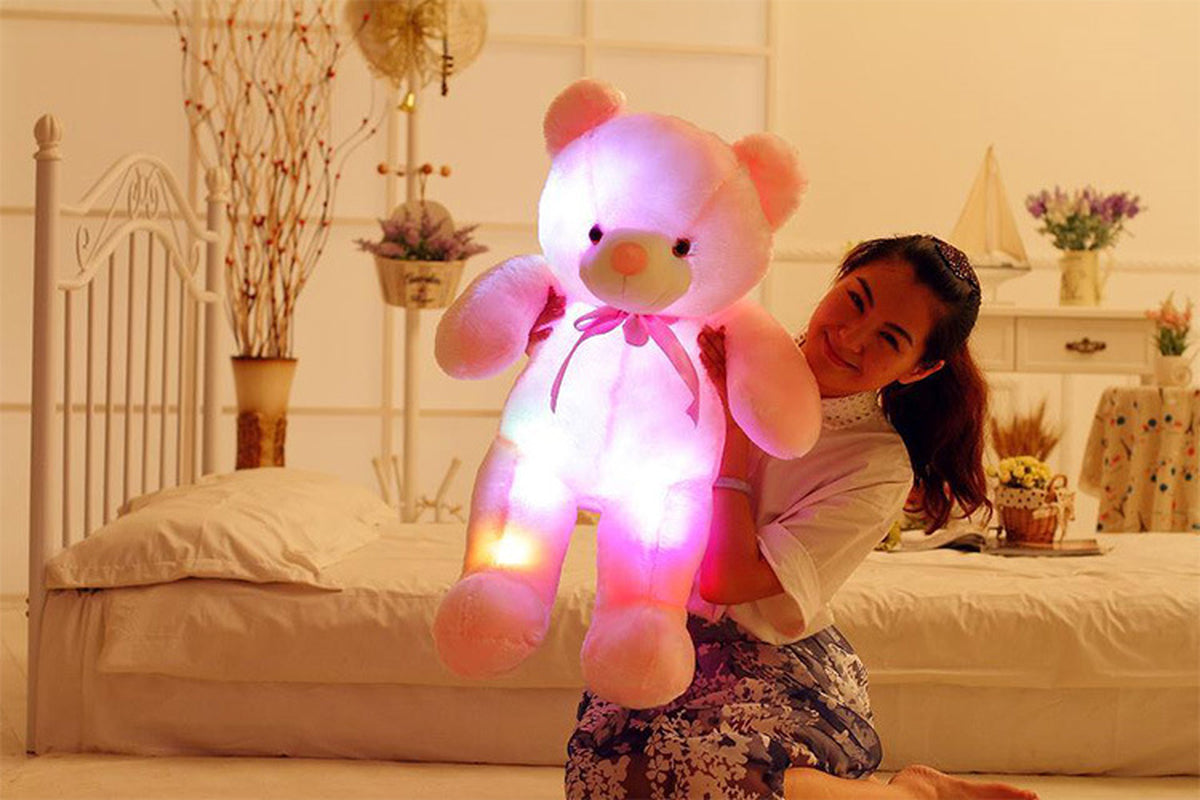 Creative Light up LED Teddy Bear Stuffed Animals Plush Toy Colorful Glowing Christmas Gift for Kids Pillow