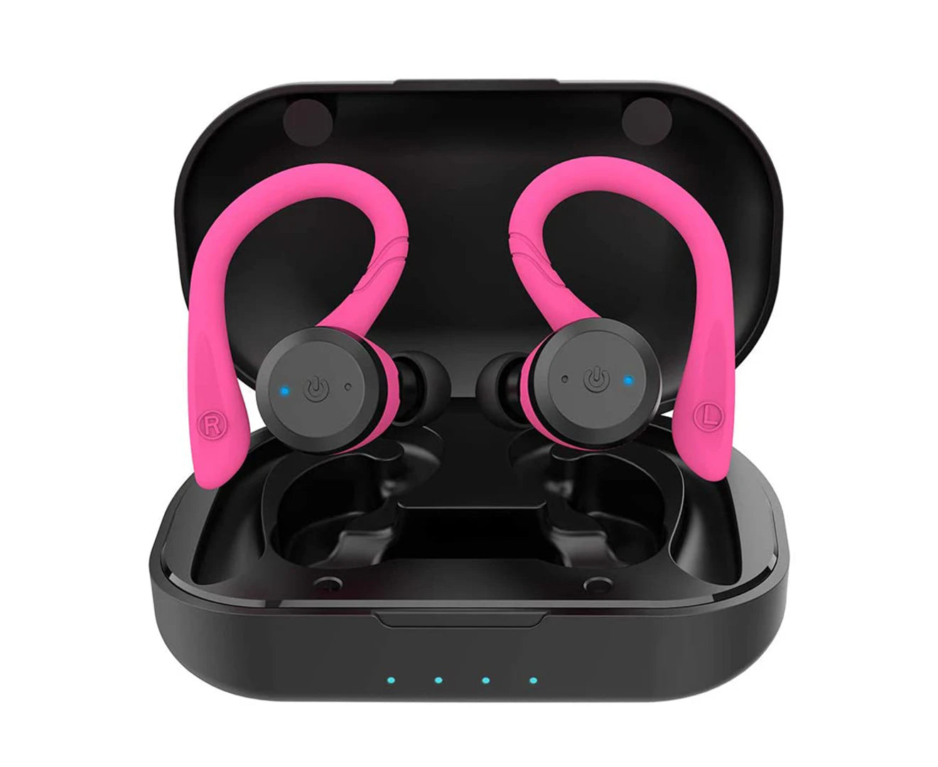 "Vibrant Rose Red Sport Waterproof Wireless Bluetooth Earphones with Built-In Microphone – Perfect for Active Lifestyles!"