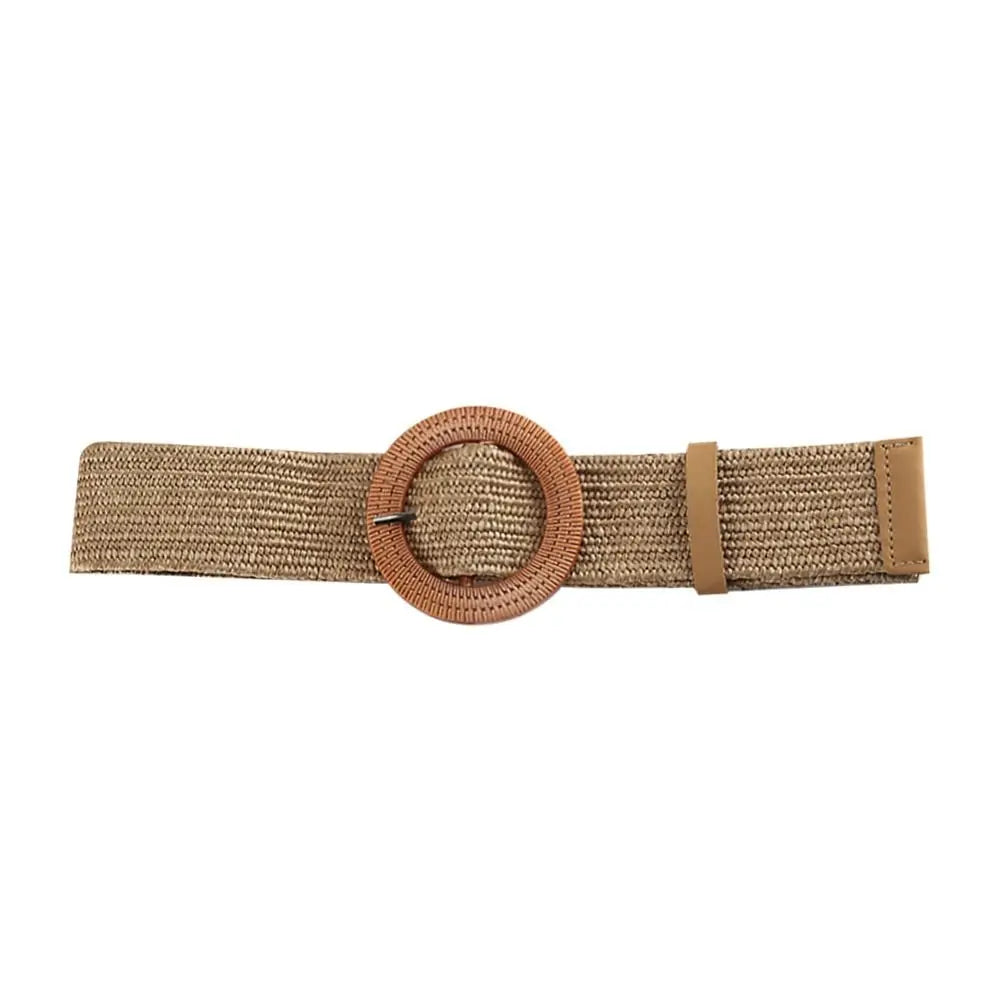 Fashion Women PP Straw Belt Bohemian Wide Elastic Waist Belt Braided Waistbelt Summer Casual Cloth Waistbelt Apparel Accessories