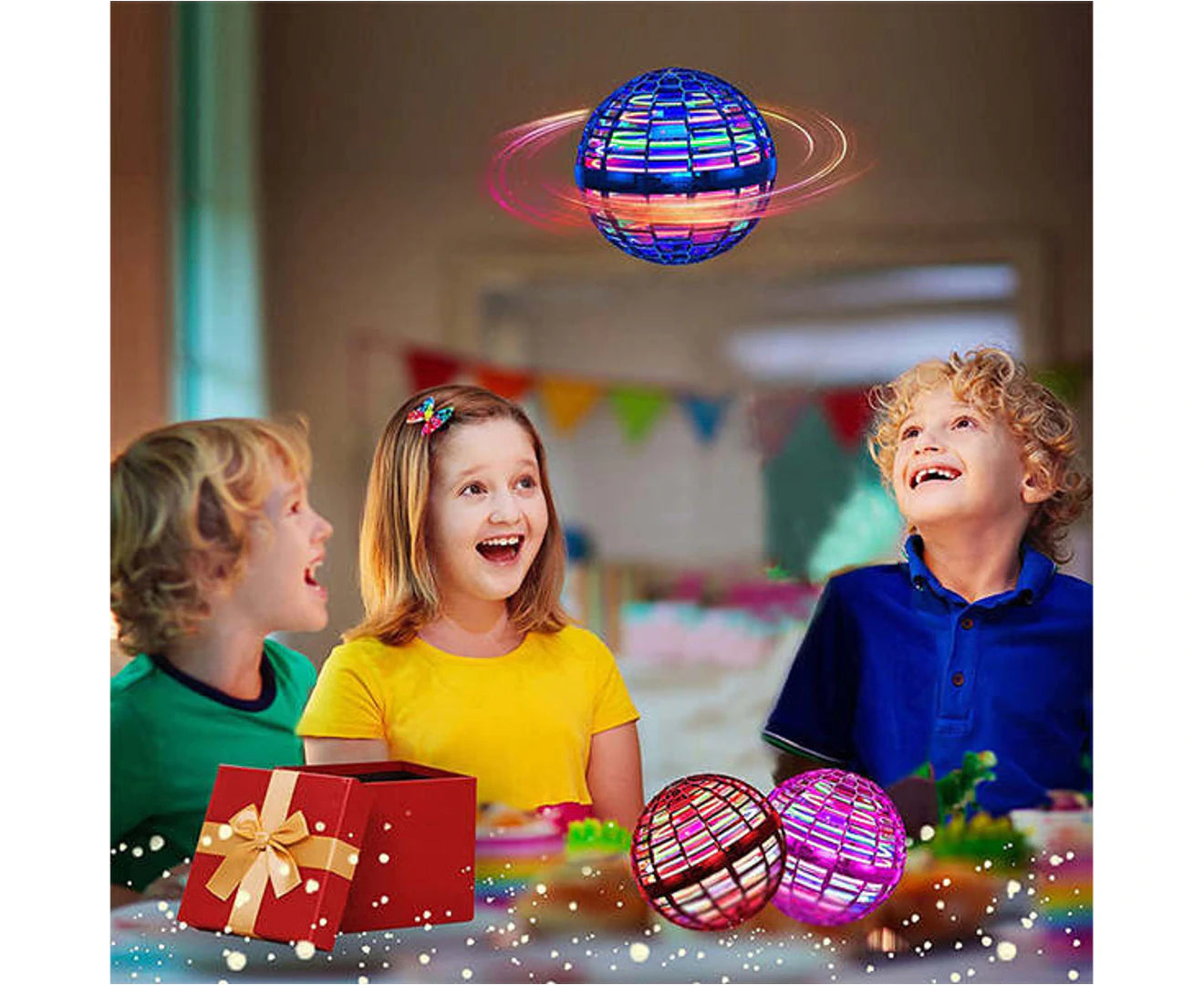 "Dynamic RGB Light Magic Flying Toy Ball - 2 Packs, Drop Resistant, Fun for All Ages - Blue"