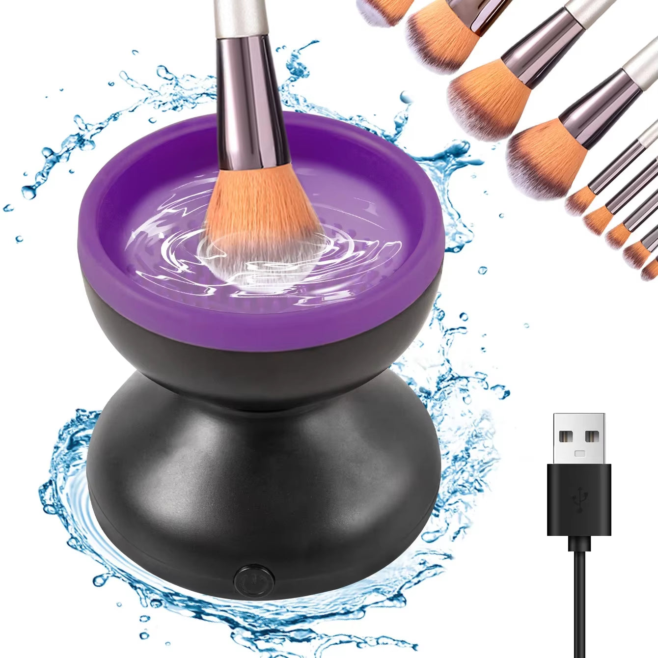 "Revolutionary Portable USB Makeup Brush Cleaner - Electric Silicone Tool for Effortless Cleaning & Quick Drying!"