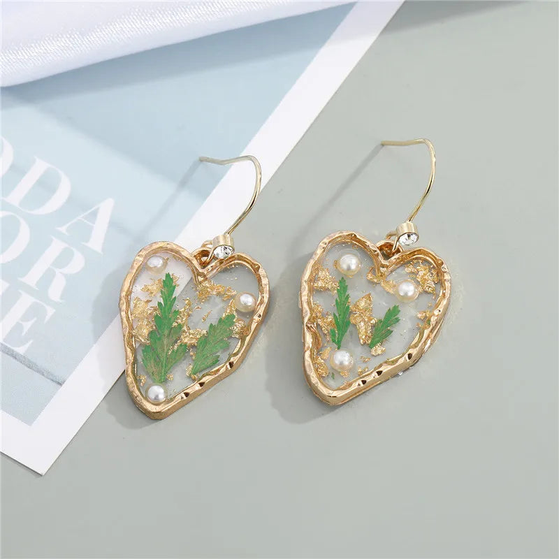 Unique Dried Flower Earrings Women Fashion Colorful Real Floral Earrings Creative Resin Epoxy Immortal Flower Earrings Jewelry