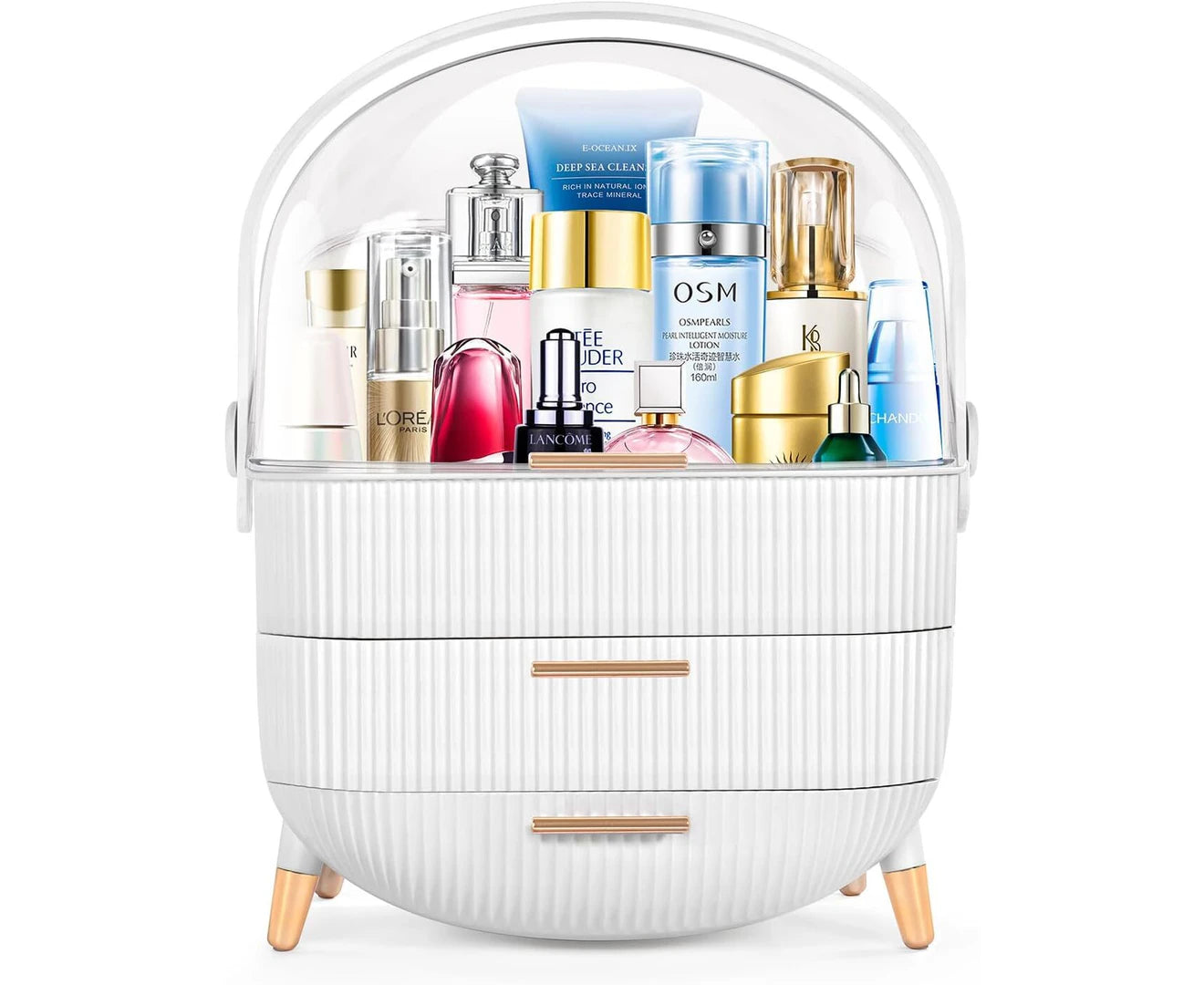 Stylish White Makeup & Skincare Organizer - Perfect Vanity & Bathroom Storage Box for Beauty Products & Jewelry