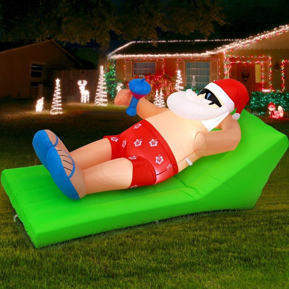 "Jingle Jollys 1.8M Inflatable LED Santa Bench - Festive Christmas Decoration for a Merry Holiday!"