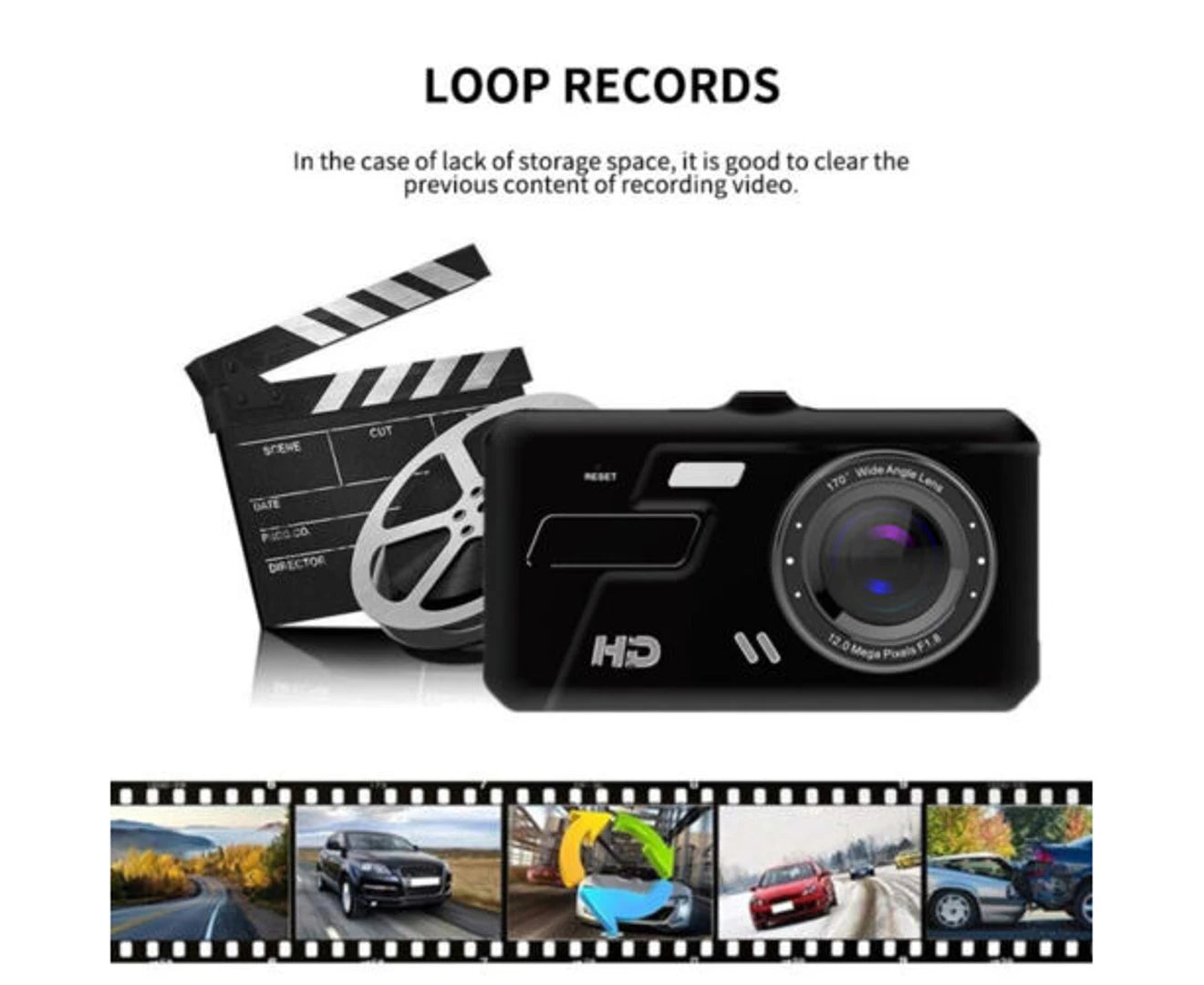 Mini 4" Car Dash Camera Touch Night Vision Mobile Monitor Video DVR Recorder Front and Rear Dual Cam