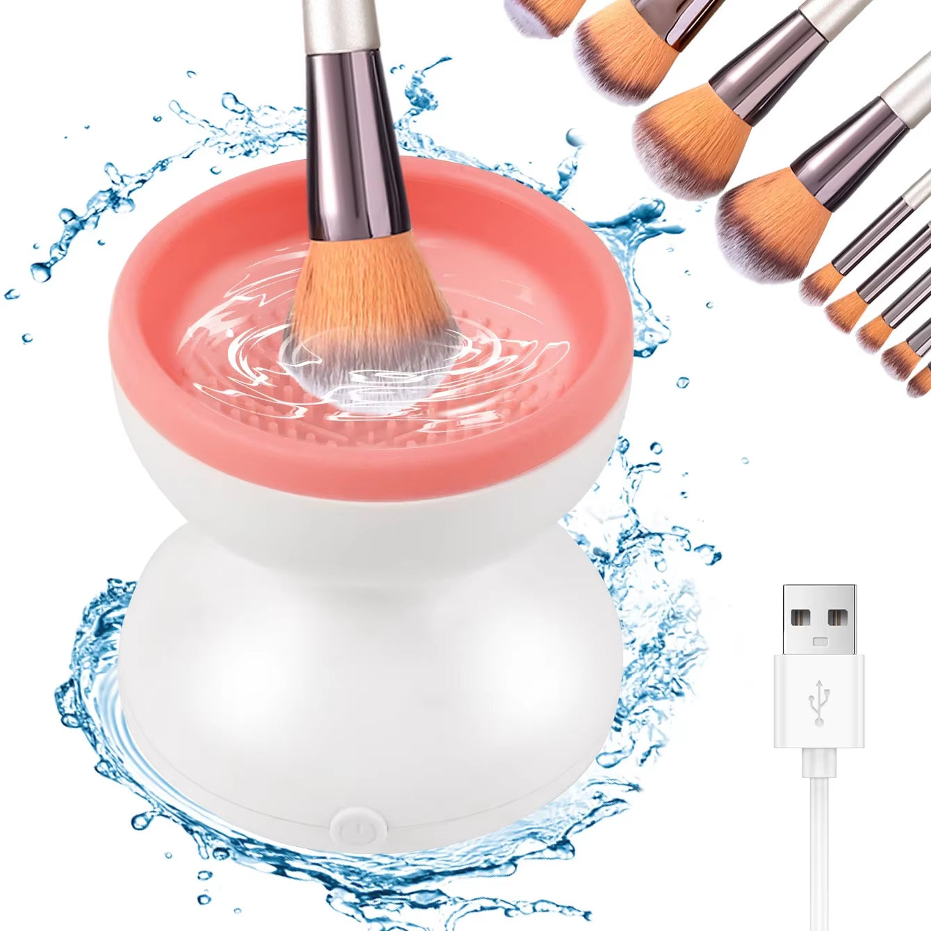 "Revolutionary Portable USB Makeup Brush Cleaner - Electric Silicone Tool for Effortless Cleaning & Quick Drying!"