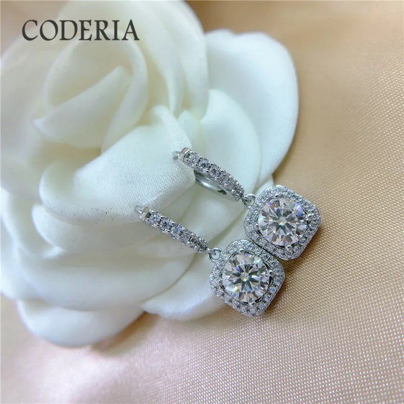 Sterling Silver S925 Moissanite Drop Earrings D Color VVS Diamond Earrings for Wedding Engagement Party Jewelry