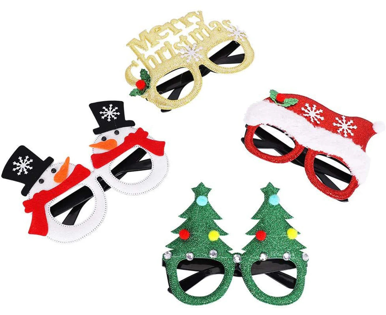 12 Pcs Christmas Glasses Glitter Party Glasses Frames Christmas Decoration Costume Eyeglasses for Christmas Parties Holiday Favors Photo Booth