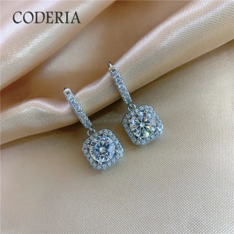 Sterling Silver S925 Moissanite Drop Earrings D Color VVS Diamond Earrings for Wedding Engagement Party Jewelry