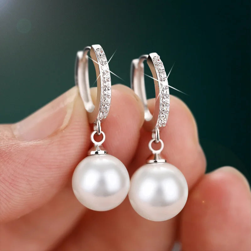 2020 Pearl Earrings Genuine Natural Freshwater Pearl 925 Sterling Silver Earrings Pearl Jewelry for Wemon Wedding Gift