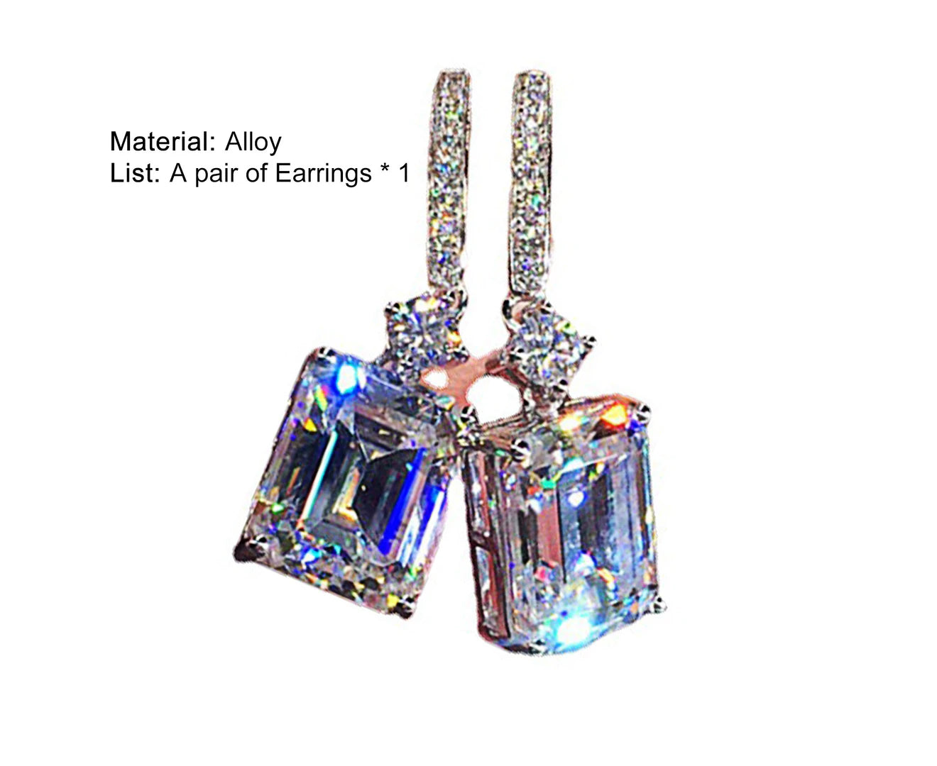 1 Pair Earrings Fine Workmanship Decoration Alloy Women Square Shape Earrings for Daily Life - Silver