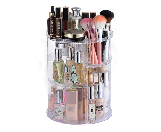 360O Makeup Organizer Rotating Clear Adjustable Cosmetic Storage